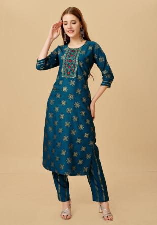 Picture of Amazing Rayon Teal Kurtis & Tunic