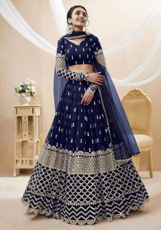 Picture of Bewitching Georgette Midnight Blue Lehenga Choli