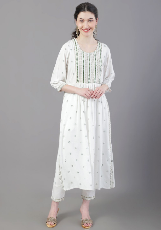 Picture of Wonderful Rayon Off White Readymade Salwar Kameez