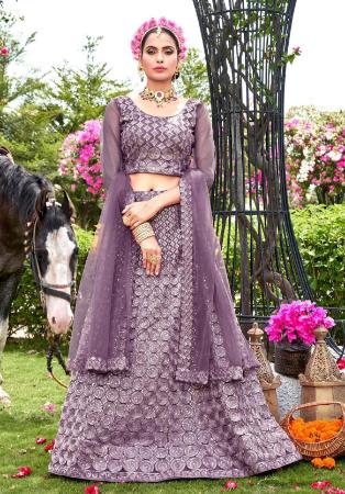 Picture of Fine Net Rosy Brown Lehenga Choli