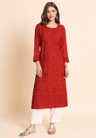 Picture of Statuesque Rayon Fire Brick Kurtis & Tunic