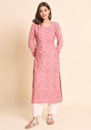 Picture of Fascinating Rayon Light Pink Kurtis & Tunic