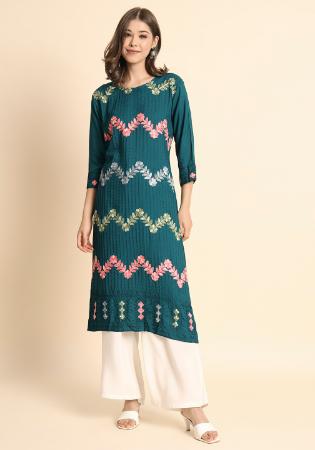 Picture of Ravishing Rayon Midnight Blue Kurtis & Tunic