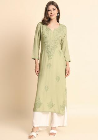 Picture of Appealing Rayon Pale Golden Rod Kurtis & Tunic