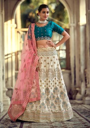 Picture of Elegant Satin Teal Lehenga Choli