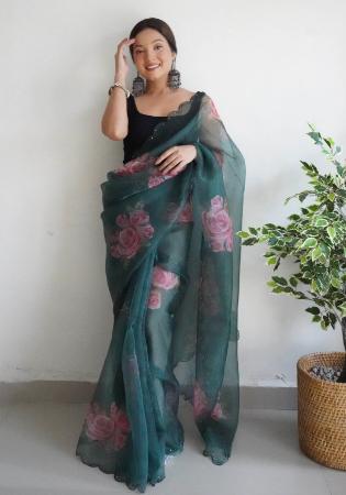 Picture of Graceful Organza Sea Green Saree