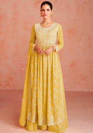 Picture of Admirable Georgette Khaki Anarkali Salwar Kameez