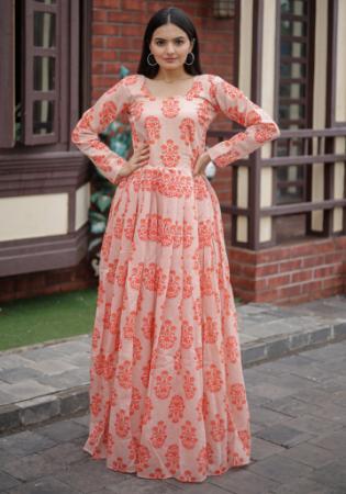 Picture of Marvelous Chiffon Dark Salmon Kurtis & Tunic