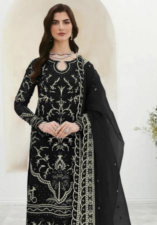 Picture of Marvelous Georgette Black Straight Cut Salwar Kameez