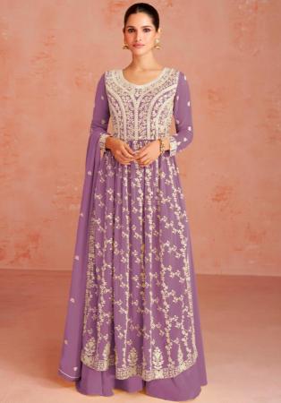 Picture of Georgette Medium Orchid Anarkali Salwar Kameez