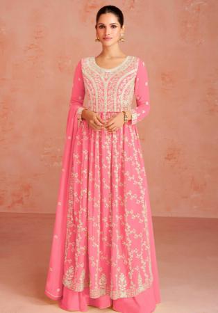 Picture of Georgette Light Salmon Anarkali Salwar Kameez