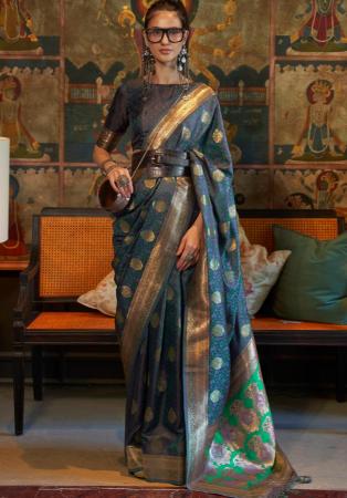 Picture of Admirable Silk Steel Blue Saree