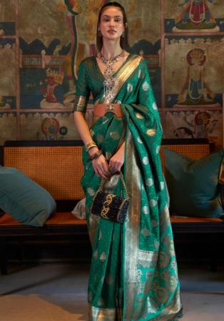 Picture of Pretty Silk Dark Green Saree