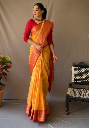 Picture of Radiant Linen Dark Golden Rod Saree