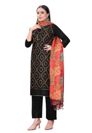 Picture of Beauteous Cotton Black Straight Cut Salwar Kameez