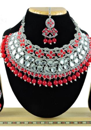 Picture of Gorgeous Fire Brick Necklace Set