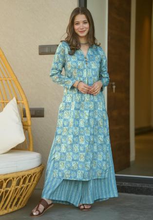 Picture of Statuesque Crepe Sky Blue Kurtis & Tunic