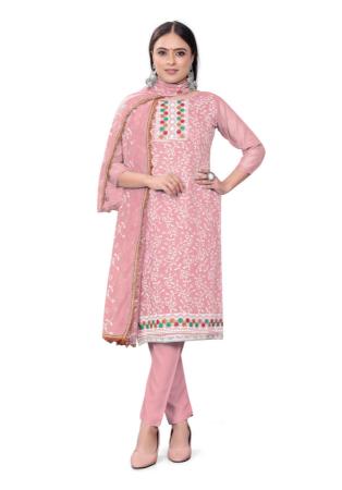 Picture of Amazing Chiffon Pink Straight Cut Salwar Kameez