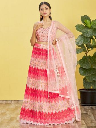 Picture of Ideal Organza Dark Salmon Lehenga Choli