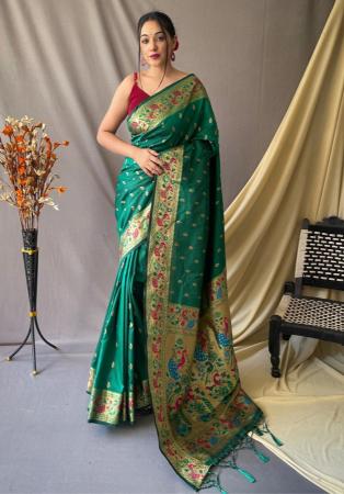 Picture of Wonderful Silk Dark Green Saree