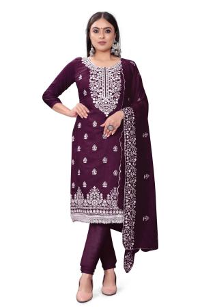 Picture of Superb Cotton Brown Straight Cut Salwar Kameez