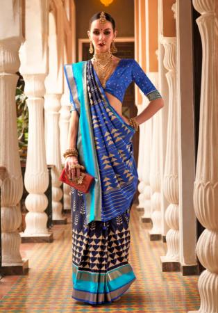 Picture of Stunning Silk Steel Blue Saree