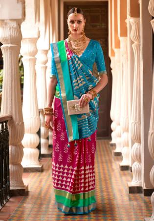 Picture of Pretty Silk Hot Pink Saree