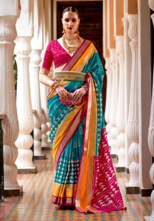 Picture of Graceful Silk Steel Blue Saree