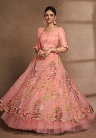 Picture of Taking Silk Light Salmon Lehenga Choli