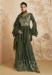 Picture of Silk Dark Olive Green Straight Cut Salwar Kameez