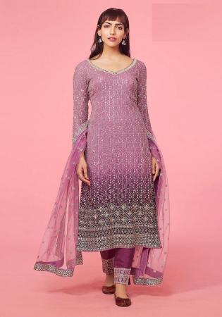 Picture of Enticing Georgette Violet Straight Cut Salwar Kameez