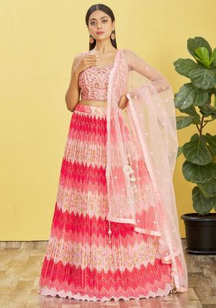 Picture of Gorgeous Silk Dark Salmon Lehenga Choli