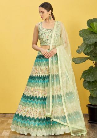 Picture of Sightly Silk Medium Aqua Marine Lehenga Choli