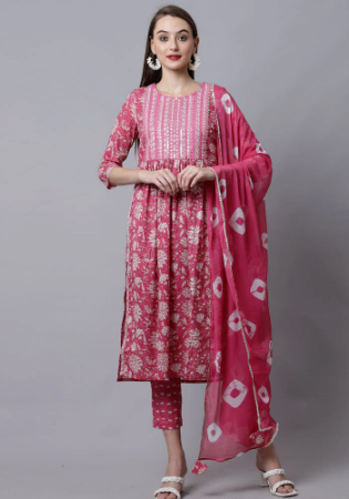 Picture of Fine Cotton Hot Pink Readymade Salwar Kameez