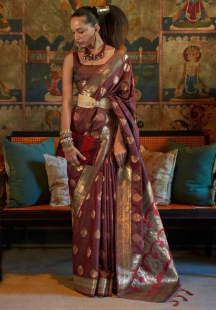 Picture of Appealing Satin Saddle Brown Saree