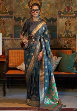 Picture of Ravishing Satin Sea Green Saree