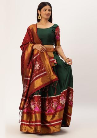 Picture of Sightly Silk Dark Olive Green Lehenga Choli