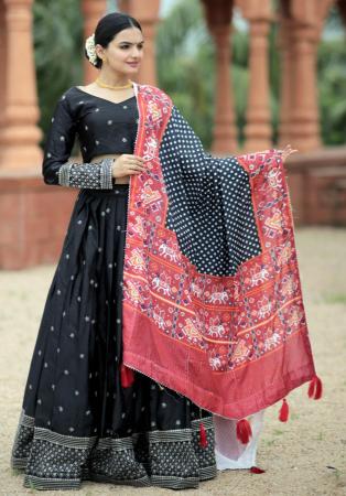 Picture of Alluring Silk Black Lehenga Choli