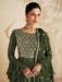 Picture of Chiffon Dark Olive Green Straight Cut Salwar Kameez