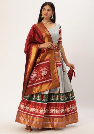 Picture of Shapely Silk Dark Grey Lehenga Choli