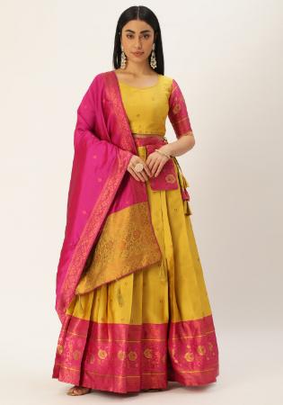 Picture of Lovely Silk Golden Rod Lehenga Choli