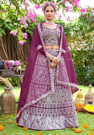 Picture of Fascinating Net Purple Lehenga Choli