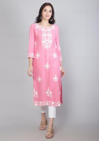 Picture of Stunning Rayon Pink Kurtis & Tunic