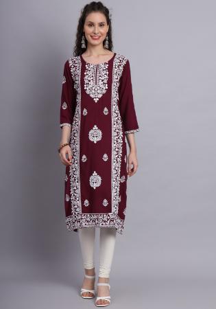 Picture of Classy Rayon Saddle Brown Kurtis & Tunic