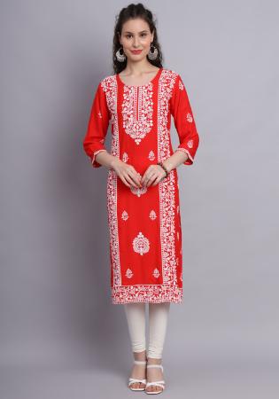 Picture of Superb Rayon Orange Kurtis & Tunic