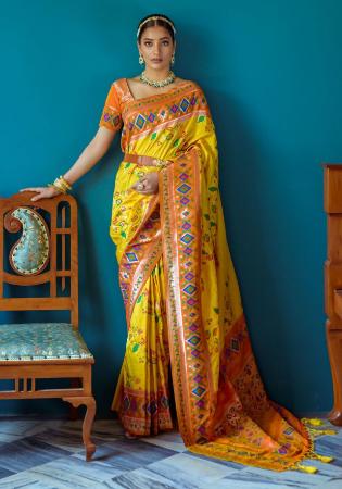 Picture of Magnificent Silk Dark Golden Rod Saree