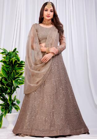 Picture of Fascinating Net Rosy Brown Lehenga Choli