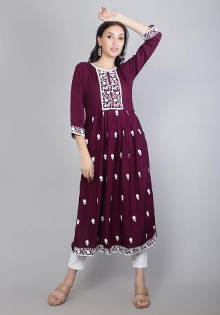 Picture of Wonderful Rayon Brown Kurtis & Tunic