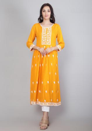 Picture of Statuesque Rayon Yellow Kurtis & Tunic