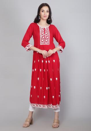 Picture of Taking Rayon Crimson Kurtis & Tunic